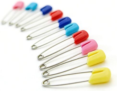 Garosa Diaper Safety Pins Large Secure Locking Closure for Cloth Diapers Crafts Stainless Steel Plastic Head 2.05 Inch 50 Count in Kuwait