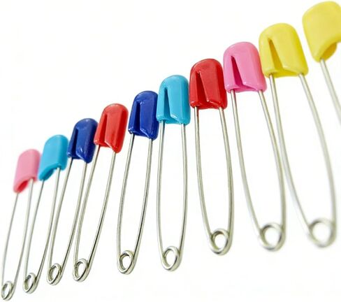 Garosa Diaper Safety Pins Large Secure Locking Closure for Cloth Diapers Crafts Stainless Steel Plastic Head 2.05 Inch 50 Count in Kuwait