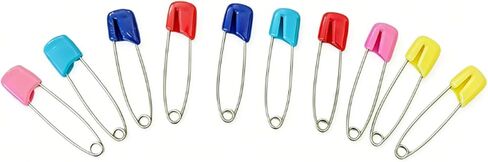 Garosa Diaper Safety Pins Large Secure Locking Closure for Cloth Diapers Crafts Stainless Steel Plastic Head 2.05 Inch 50 Count in Kuwait