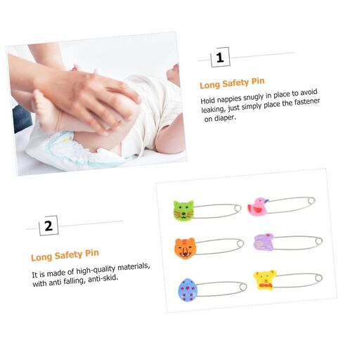 Toddmomy 30pcs Animal Safety Pins Stainless Steel Diaper Fasteners with Cute Animal Heads for Newborns Cloth Diaper Accessories in Kuwait