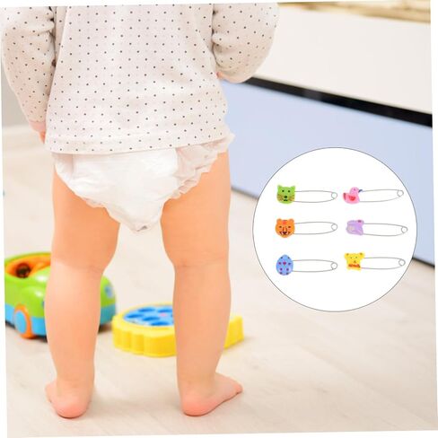 Toddmomy 30pcs Animal Safety Pins Stainless Steel Diaper Fasteners with Cute Animal Heads for Newborns Cloth Diaper Accessories in Kuwait