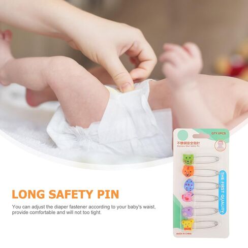 Toddmomy 30pcs Animal Safety Pins Stainless Steel Diaper Fasteners with Cute Animal Heads for Newborns Cloth Diaper Accessories in Kuwait