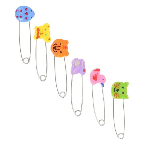Vaguelly 30pcs Animal Head Safety Pins Newborn Long Diaper Fasteners Stainless Steel Diaper Accessory in Kuwait