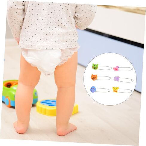 Vaguelly 30pcs Animal Head Safety Pins Newborn Long Diaper Fasteners Stainless Steel Diaper Accessory in Kuwait