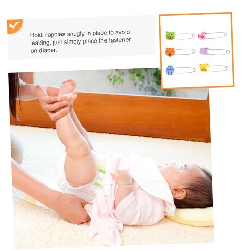 Vaguelly 30pcs Animal Head Safety Pins Newborn Long Diaper Fasteners Stainless Steel Diaper Accessory in Kuwait