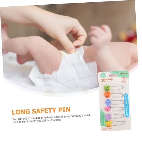 Vaguelly 30pcs Animal Head Safety Pins Newborn Long Diaper Fasteners Stainless Steel Diaper Accessory in Kuwait