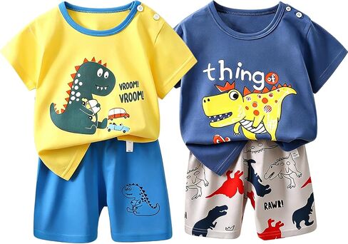 Toddler Boys T-shirts and Shorts Set 4PCs Baby Clothes Summer Outfit in Kuwait