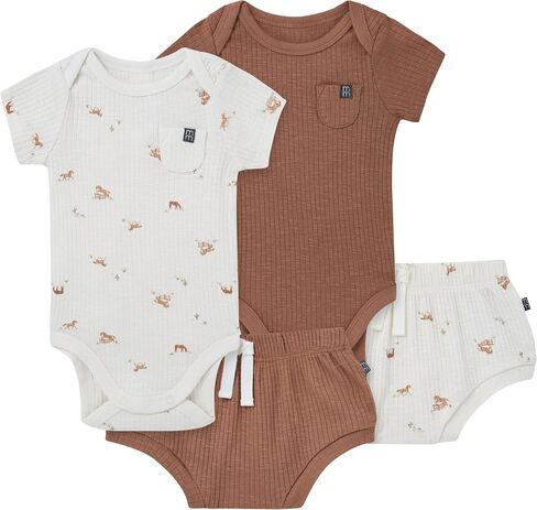 Modern Moments by Gerber Baby Unisex Short Sleeve Bodysuit and Shorts Set, Horse Barn, 3-6 Months in Kuwait
