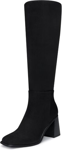 CELLENZ Women Knee High Boots: 3 Inch comfort Chunky Heel Square Toe boot | Wide Calf Friendly Slimming Leg long boot - Versatile Style 2026 Fashion Boot for Fall Winter Commuting, Night out, Party in Kuwait