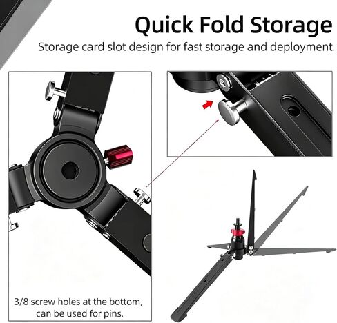 ST-4 Mini Monopod Tripod Base Desktop Stand w/360° Rotatable Tilt Ball Head | Large 3-foot stable base with anti-slip pads, quick foldable storage, universal 3/8" screw for monopod/ball head/DSLR cameras in Kuwait