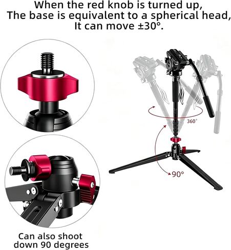 ST-4 Mini Monopod Tripod Base Desktop Stand w/360° Rotatable Tilt Ball Head | Large 3-foot stable base with anti-slip pads, quick foldable storage, universal 3/8" screw for monopod/ball head/DSLR cameras in Kuwait