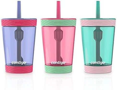 Contigo Spill-Proof Kids Tumbler with Straw, 3-Pack, Sprinkles, Wink And Persian Green, 14Fl oz in Kuwait