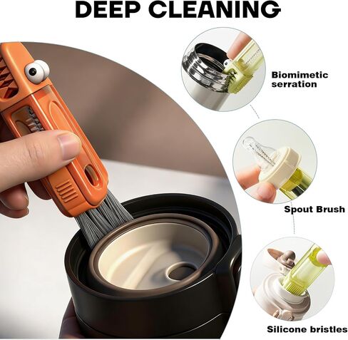 3 in 1 Cup Lid Gap Cleaning Brush Set, Multifunctional Bottle Cleaning Brush, Cleans Narrow Bottles Easily, Home Kitchen Crevice Brush Tools (3 Pack) in Kuwait