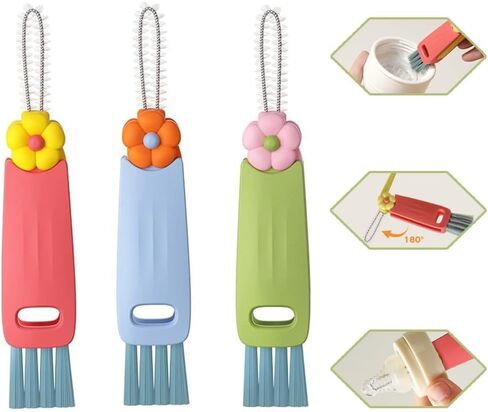 3 in 1 Cup Lid Cleaning Brush, 6PCS Multifunctional Cup Lid Cleaning Brushes with Scraper, Crevice, Angled Brush, for Coffee Mugs, Water Bottles, Tumblers (6) in Kuwait