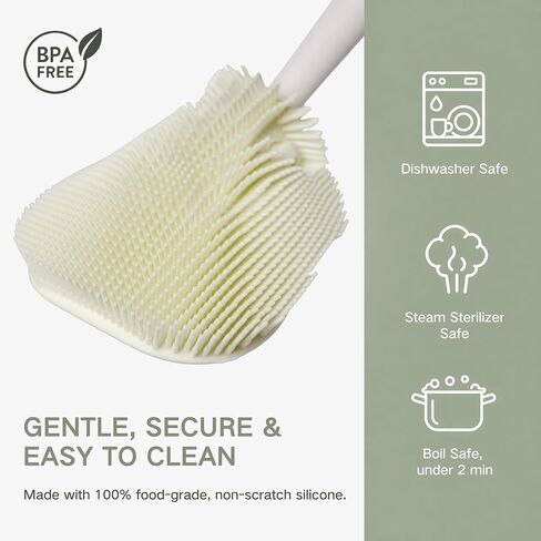 Baby Bottle Brush Set with Soap Dispenser, Foaming Brush & Drying Stand | Soft Silicone Bristles, Fan-Shaped Deep Cleaning Head, 3-Piece Kit with Nipple & Straw Brushes, Quick-Dry Storage, BPA-Free in Kuwait