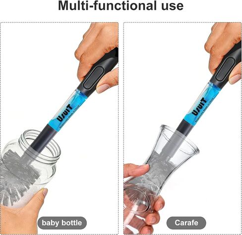 Soap Dispensing Bottle Brush, 2 Pack, Long Handle | Kitchen Cleaner for Bottles, Carafes & Pitchers, Narrow Neck Glass Scrubber, For Water Bottles & Tumblers in Kuwait