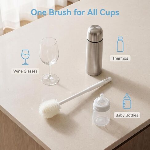 1pc Bottle Cleaning Brush Long Handled Cup Brush Silicone Household Cleaner for Cleaning Sport Water Bottles, Straws, Coffee Mug, Cups, Baby Bottle in Kuwait