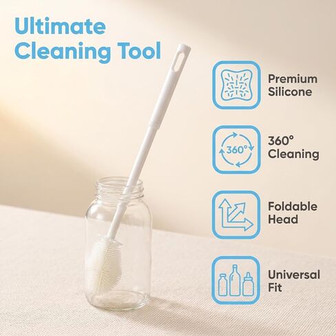 1pc Bottle Cleaning Brush Long Handled Cup Brush Silicone Household Cleaner for Cleaning Sport Water Bottles, Straws, Coffee Mug, Cups, Baby Bottle in Kuwait