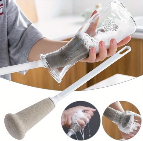 1pc Nordic Long Handle Sponge Brush for Bottle Cup Jug Cleaner Kitchen Tools Cleaning Supplies Dishwashing Scrubber in Kuwait