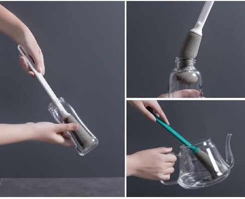 1pc Nordic Long Handle Sponge Brush for Bottle Cup Jug Cleaner Kitchen Tools Cleaning Supplies Dishwashing Scrubber in Kuwait