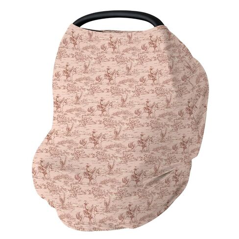 Vintage Western Cowgirl Baby Car Seat Covers Retro Cowgirl Horse Cactus Stretchy 5-in-1 Cover Adjustable Infant Carseat Canopy Cover Wild Desert Country Breathable Nursing Cover-Up in Kuwait