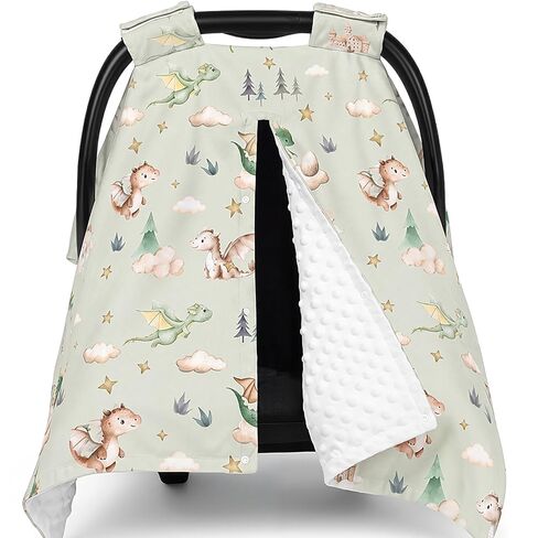 Watercolor Dragon Baby Car Seat Cover Carseat Covers Infant Car Seat Covers Peekaboo Opening Carseat Blanket Canopy Multi-use Baby Carrier, Stroller, Nursing Cover, Minky Blanket in Kuwait