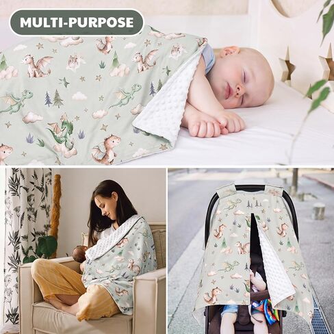 Watercolor Dragon Baby Car Seat Cover Carseat Covers Infant Car Seat Covers Peekaboo Opening Carseat Blanket Canopy Multi-use Baby Carrier, Stroller, Nursing Cover, Minky Blanket in Kuwait