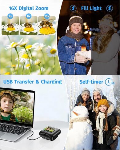 Instant Camera, Dual-Lens Kids Camera Instant Print for Boys Girls Christmas Birthday Gifts, 1080P Digital Cameras for Kids Teens with Print Paper, 32GB Card, Toddle Toy for Age 4-12 Years(Black) in Kuwait
