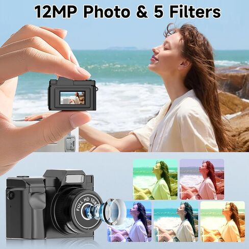 Y2Y Mini Keychain Camera, Retro 1080P HD Tiny Digital Camera, Black | 32GB SD, 0.96" Screen, Pocket Mini Camera, Portable Video Recorder, Travel Vlogs and Daily Recording in Kuwait