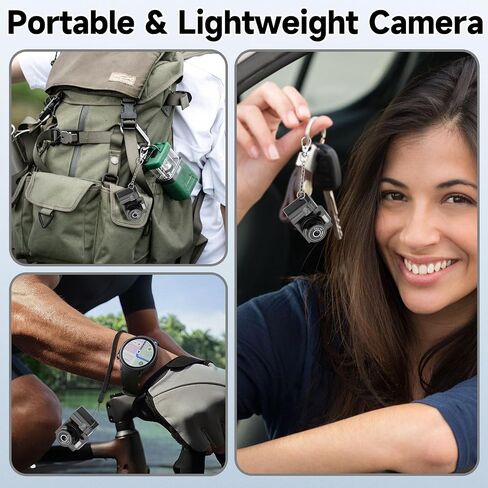 Y2Y Mini Keychain Camera, Retro 1080P HD Tiny Digital Camera, Black | 32GB SD, 0.96" Screen, Pocket Mini Camera, Portable Video Recorder, Travel Vlogs and Daily Recording in Kuwait