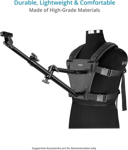 FLYCAM DSLR Camvest Hands-Free Body Camera Mount Harness, 1.3kg/3lb | L47 3ft telescopic pole with 180° ball-head tilt for POV or third-person shooting angles in Kuwait