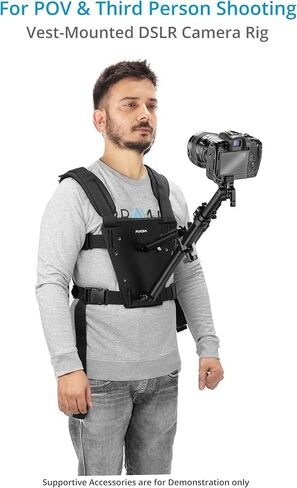 FLYCAM DSLR Camvest Hands-Free Body Camera Mount Harness, 1.3kg/3lb | L47 3ft telescopic pole with 180° ball-head tilt for POV or third-person shooting angles in Kuwait