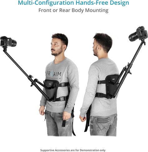 FLYCAM DSLR Camvest Hands-Free Body Camera Mount Harness, 1.3kg/3lb | L47 3ft telescopic pole with 180° ball-head tilt for POV or third-person shooting angles in Kuwait