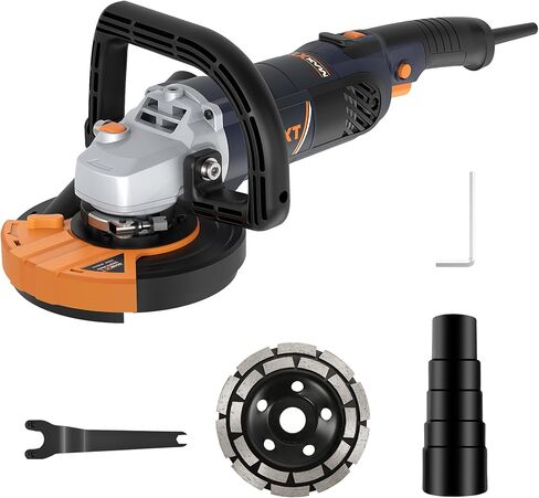 MAXXT 5 Inch Concrete Surfacing Grinder, 1500W 14A Motor, 7 Adjustable Speed Angle Grinder Kit with Diamond Disc, Removable Guard, Concrete Sander for Polishing and Grinder Stone Cement Marble Granite in Kuwait