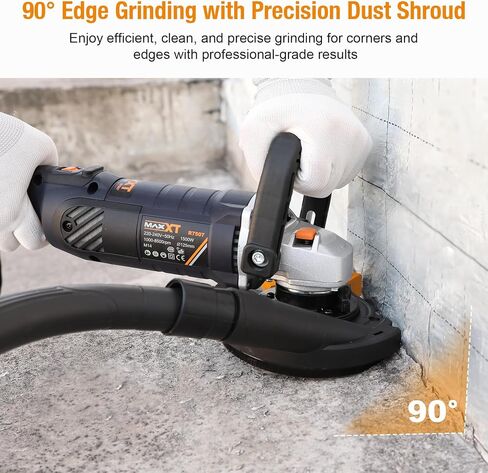 MAXXT 5 Inch Concrete Surfacing Grinder, 1500W 14A Motor, 7 Adjustable Speed Angle Grinder Kit with Diamond Disc, Removable Guard, Concrete Sander for Polishing and Grinder Stone Cement Marble Granite in Kuwait