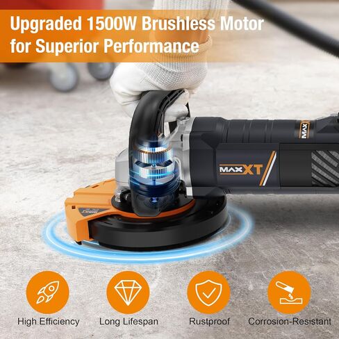 MAXXT 5 Inch Concrete Surfacing Grinder, 1500W 14A Motor, 7 Adjustable Speed Angle Grinder Kit with Diamond Disc, Removable Guard, Concrete Sander for Polishing and Grinder Stone Cement Marble Granite in Kuwait