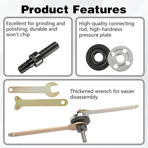 5Pcs Angle Grinder Adapter, Drill to Angle Grinder Conversion Kit, Electric Drill Connecting Rod Set, 10mm Metal Adapter Accessories for Cutting Grinding Polishing Power Tools in Kuwait