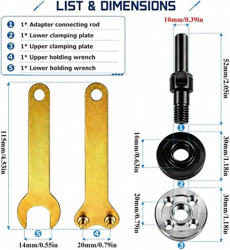 5Pcs Angle Grinder Adapter, Drill to Angle Grinder Conversion Kit, Electric Drill Connecting Rod Set, 10mm Metal Adapter Accessories for Cutting Grinding Polishing Power Tools in Kuwait