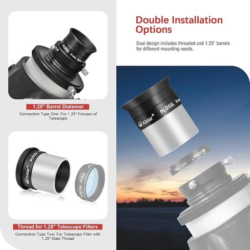 Alstar f/6.3 Reducer Corrector - Bundle with - 1.25 Inch Plossl Telescope Eyepiece - 8mm in Kuwait
