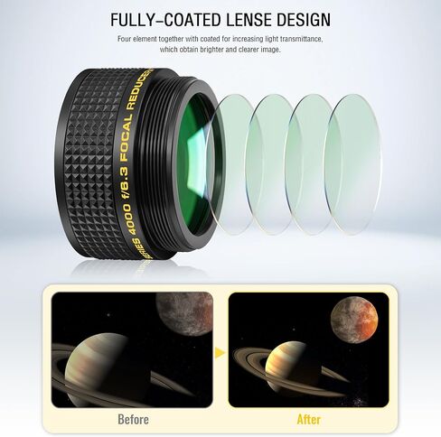 Alstar f/6.3 Reducer Corrector - Bundle with - 1.25 Inch Plossl Telescope Eyepiece - 8mm in Kuwait