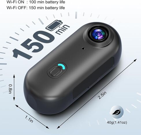 Mini 4K Body Camera with 6‑Axis EIS, Wearable Action Camera with Magnetic Clip Mount, 64GB Portable POV Cam for Travel, Daily Recording, Vlogging, Pet Walking, Cycling, Hiking and Outdoor Sports in Kuwait
