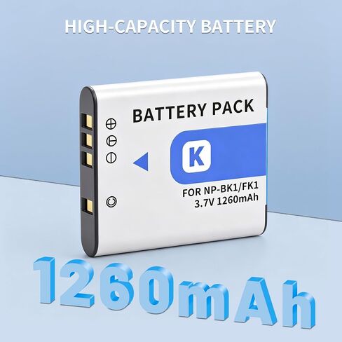 2-Pack NP-BK1 Battery and LED USB Charger for Sony Cybershot DSC-W370, DSC-S750, DSC-S780, DSC-S950, DSC-S980, DSC-W190, MHS-CM1 HD, MHS-PM1, MHS-PM5, MHS-CM5 in Kuwait