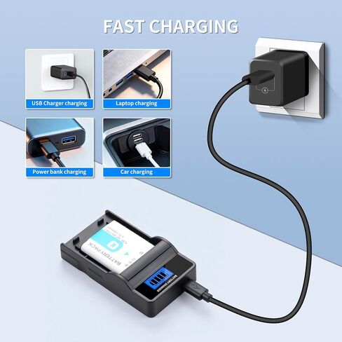 2-Pack NP-BK1 Battery and LED USB Charger for Sony Cybershot DSC-W370, DSC-S750, DSC-S780, DSC-S950, DSC-S980, DSC-W190, MHS-CM1 HD, MHS-PM1, MHS-PM5, MHS-CM5 in Kuwait