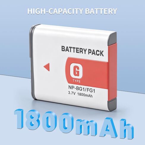 2-Pack NP-BG1 NP-FG1 BG1 Battery and LCD Charger for Sony DSC-H10 H20 H50 H55 H70 H90 DSC-HX9V HX10V HX20V HX30V DSC-W90 W100 W120 W130 W150 W170 W200 W210 W215 W220 W230 W270 W290 1800mAh in Kuwait