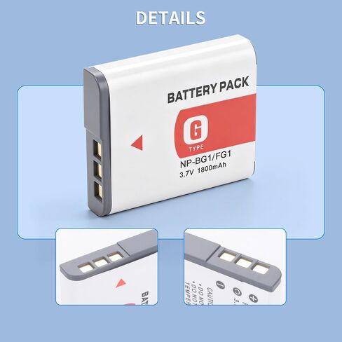 2-Pack NP-BG1 NP-FG1 BG1 Battery and LCD Charger for Sony DSC-H10 H20 H50 H55 H70 H90 DSC-HX9V HX10V HX20V HX30V DSC-W90 W100 W120 W130 W150 W170 W200 W210 W215 W220 W230 W270 W290 1800mAh in Kuwait