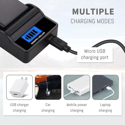 2-Pack KLIC-5001 Battery, Slim Fast Charger for Kodak Easyshare P712 P850 | P880 Z730 Z760 Z7590 DX6490 DX7440 DX7590 DX7630 Zoom and Sanyo DB-L50 DMX-WH1 HD1010 FH11 HD2000 VPC-WH1 in Kuwait