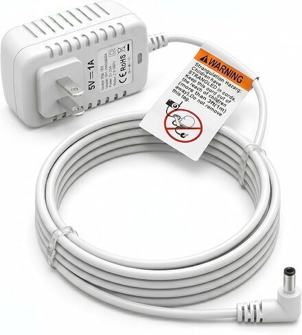 5V Charger for HelloBaby Monitor HB6550 HB30 HB66 HB50, White | Replacement for K05S050100U, 10FT Right Angle DC Barrel Adapter, Charging Cable, Fit for Parent Unit in Saudi Arabia