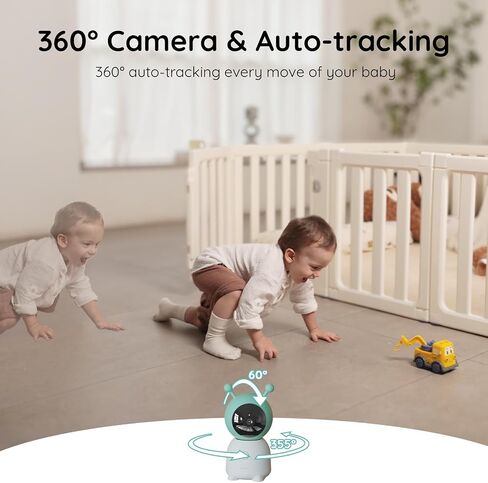 Boifun 2K Wifi Baby Monitor with 2 Cameras, Soothing Night Light, APP & 5" Split-screen Control, Motion/Cries/Noise/Customizable Alarm Zones Detect, Auto Tracking, PTZ, Humidity&Temperature Monitoring in Kuwait