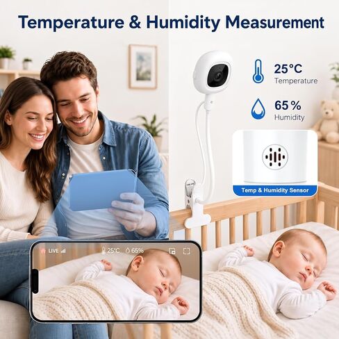 Baby Monitor Stand for Nanit Pro/Plus,Flexible Gooseneck Clip Mount with USB C Charger Mount and 10FT Cable for Baby Monitor Camera, Nanit Travel Stand Without Tool or Wall Damage(Camera not Included) in Kuwait