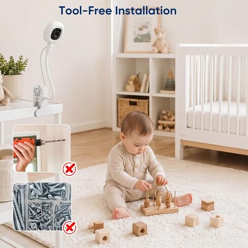 Baby Monitor Stand for Nanit Pro/Plus,Flexible Gooseneck Clip Mount with USB C Charger Mount and 10FT Cable for Baby Monitor Camera, Nanit Travel Stand Without Tool or Wall Damage(Camera not Included) in Kuwait